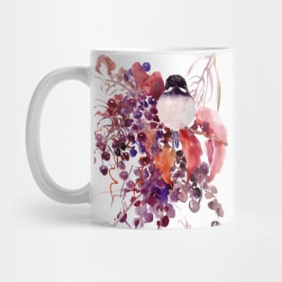 Cute Bird Chickadee and Fall Foliage Mug